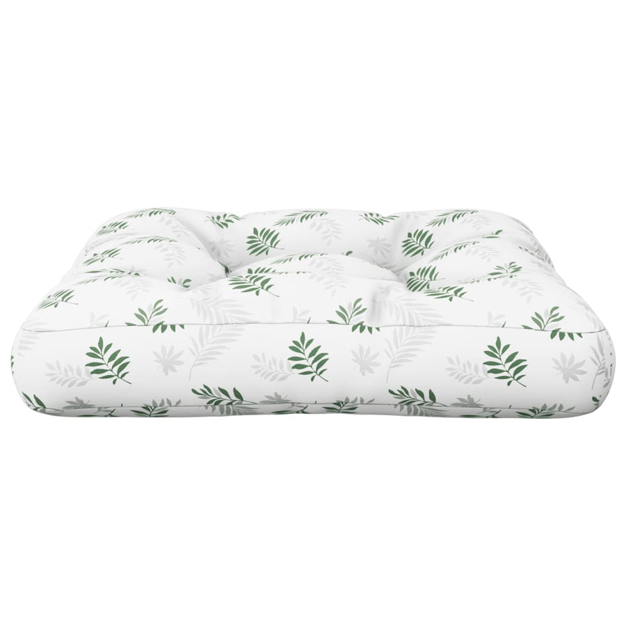 Palletkussen Bladpatroon Stof Wit En Groen 60 x 60 x 12 cm