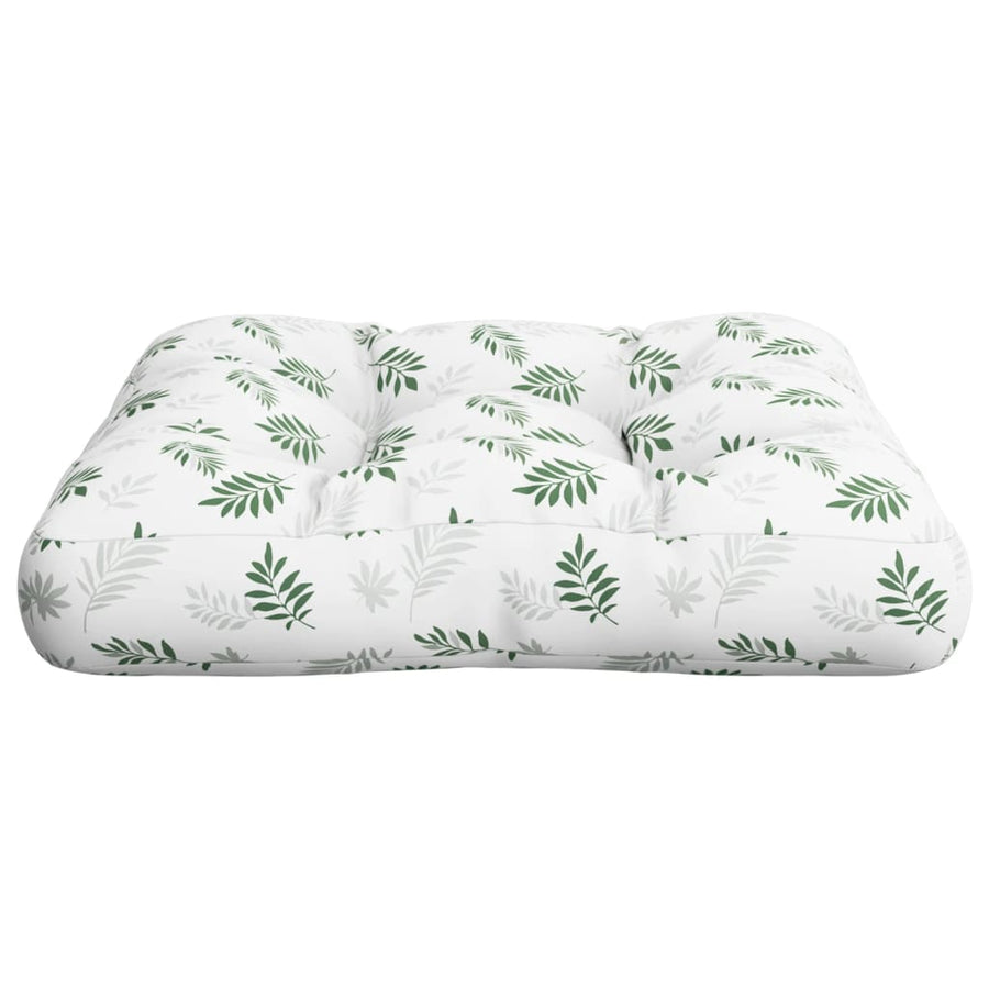 Palletkussen Bladpatroon Stof Wit En Groen 60 x 60 x 12 cm