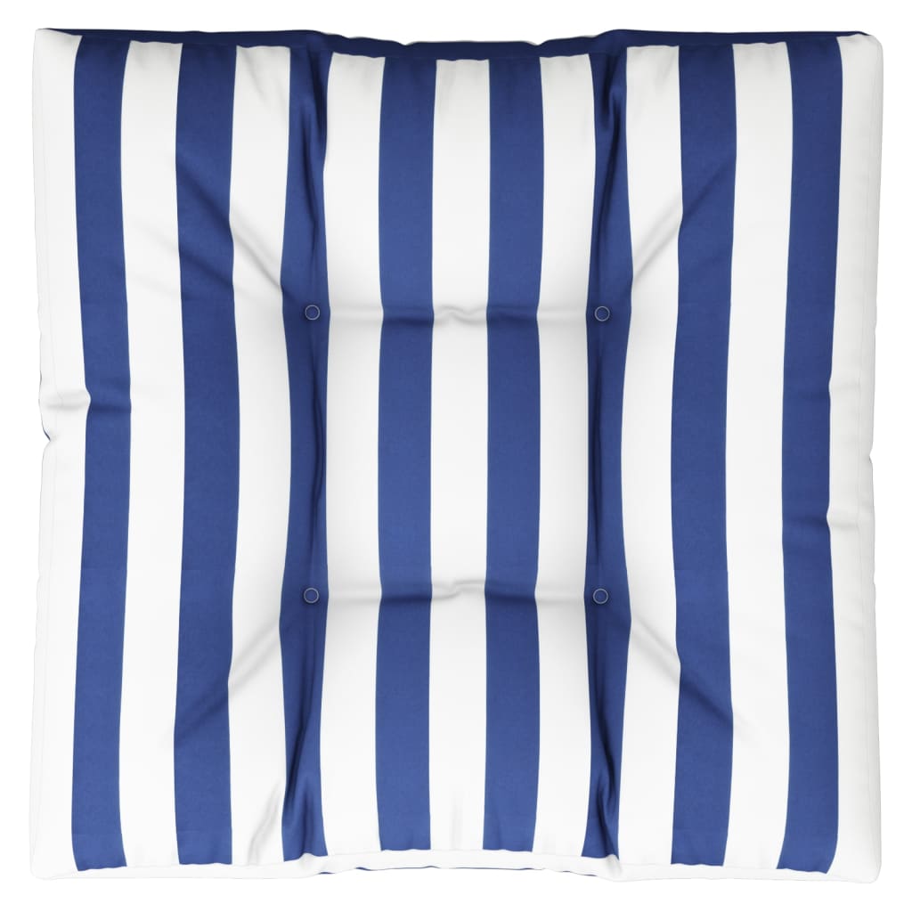 Palletkussen Gestreept Stof Blauw En Wit 70 x 70 x 12 cm