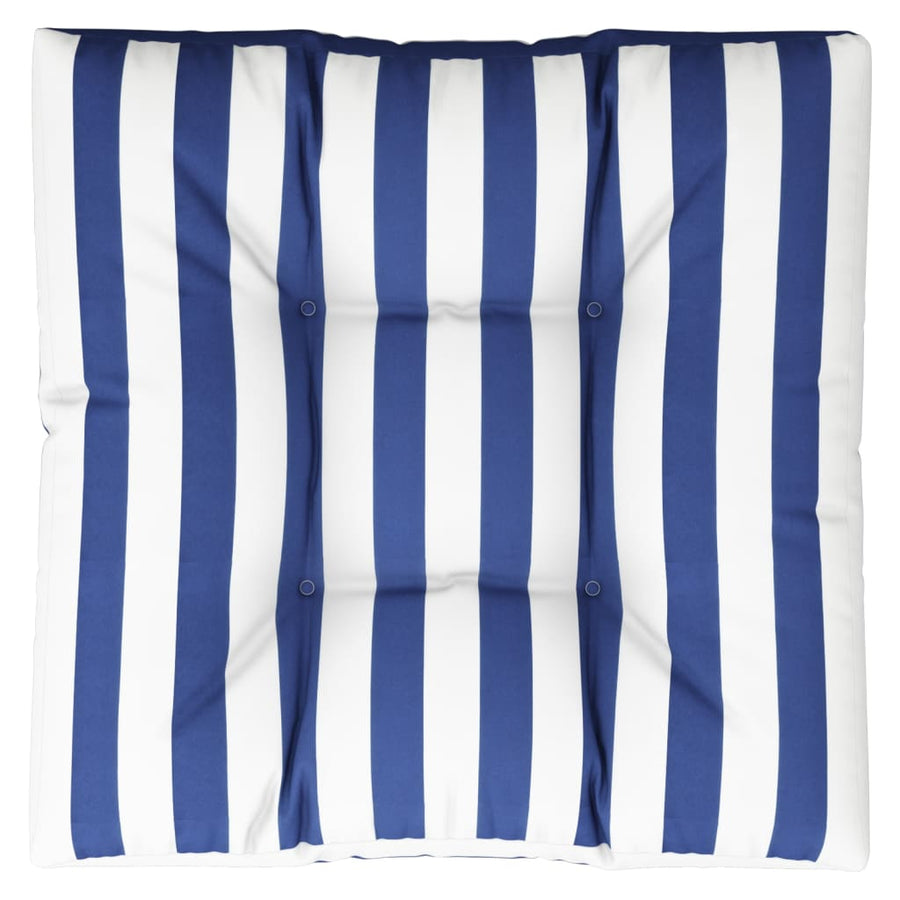 Palletkussen Gestreept Stof Blauw En Wit 70 x 70 x 12 cm