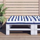Striped Fabric Pallet Cushion Blue and White 70 x 70 x 12 cm