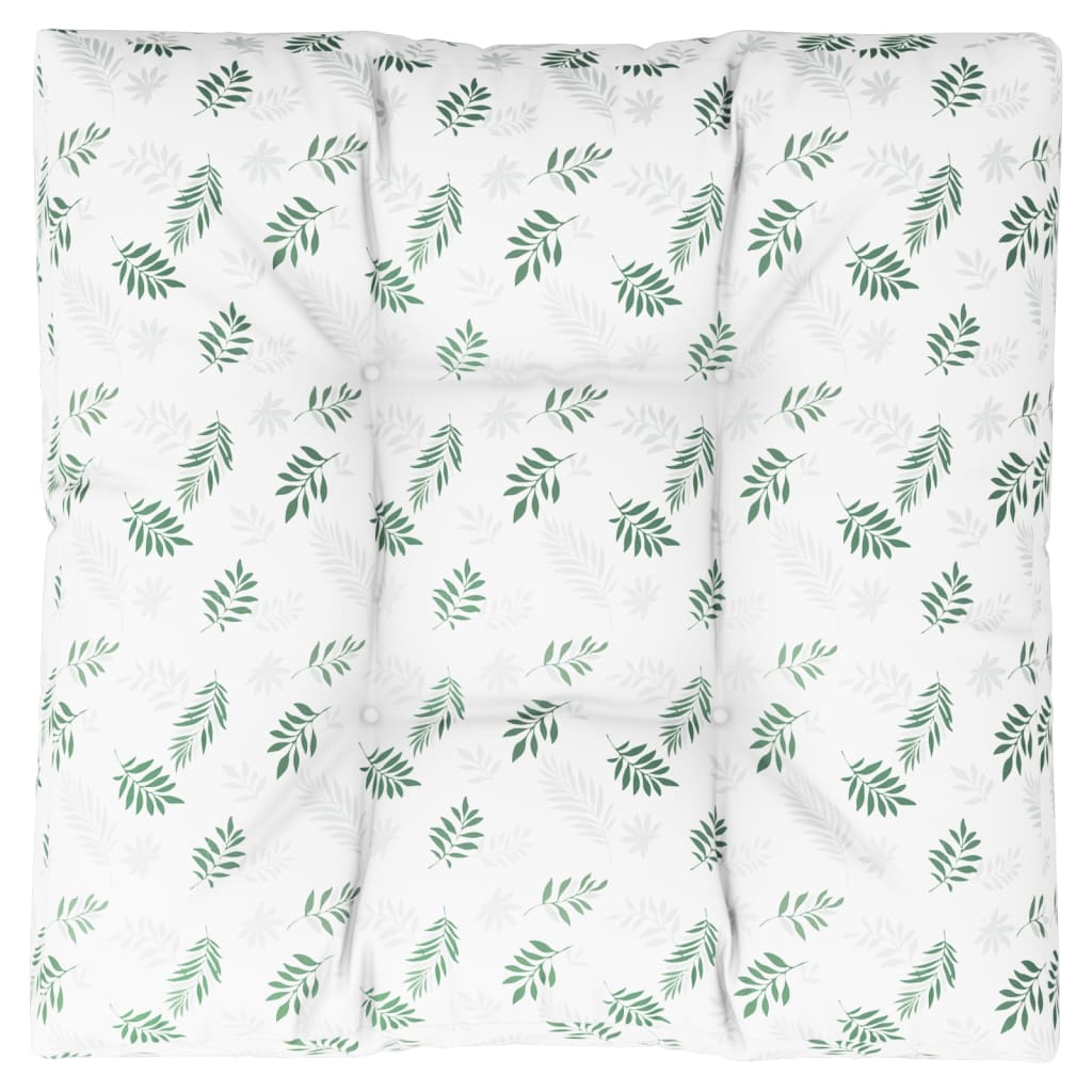 Palletkussen Bladpatroon Stof Wit En Groen 70 x 70 x 12 cm