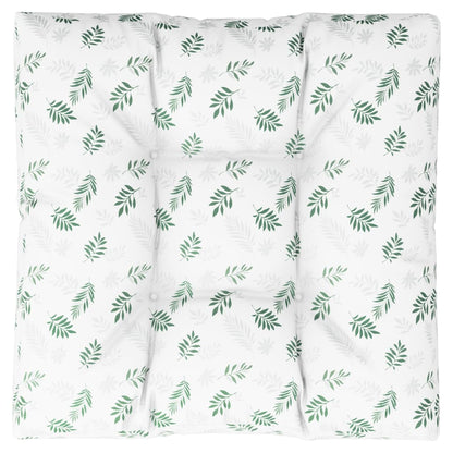 Palletkussen Bladpatroon Stof Wit En Groen 70 x 70 x 12 cm