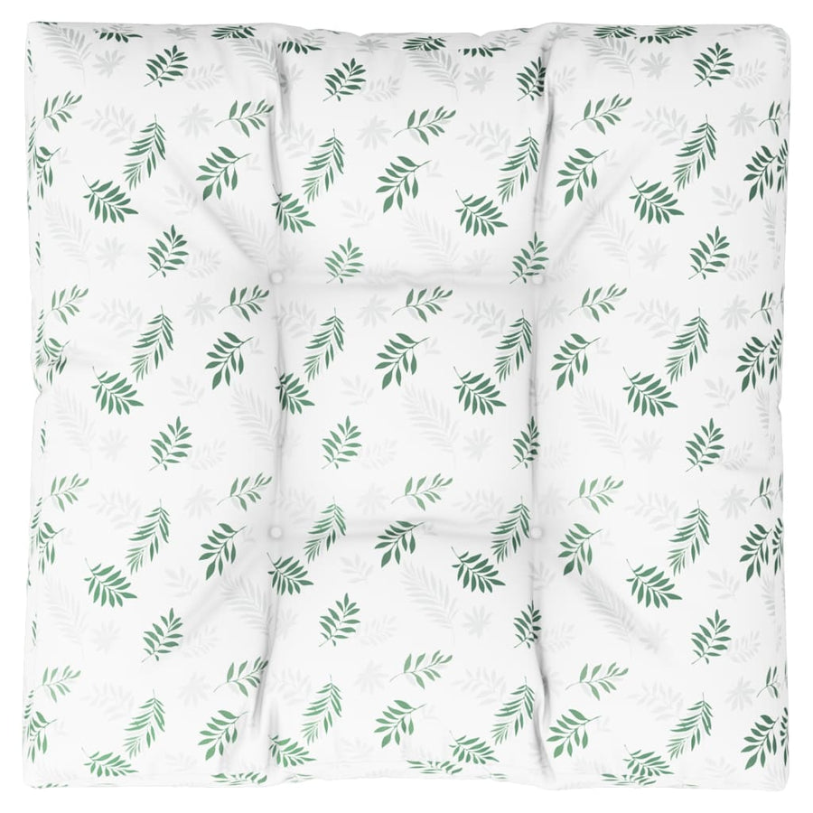 Palletkussen Bladpatroon Stof Wit En Groen 70 x 70 x 12 cm