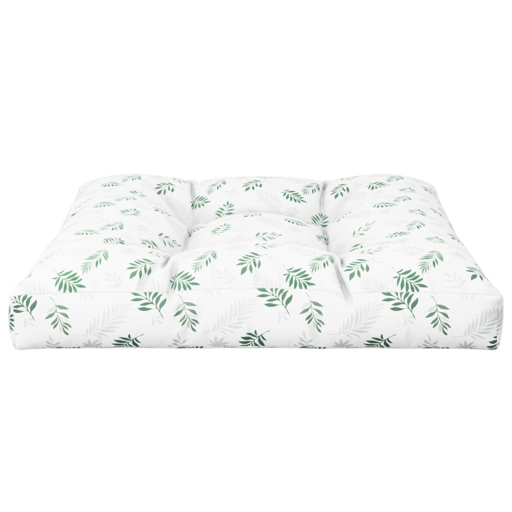 Palletkussen Bladpatroon Stof Wit En Groen 70 x 70 x 12 cm