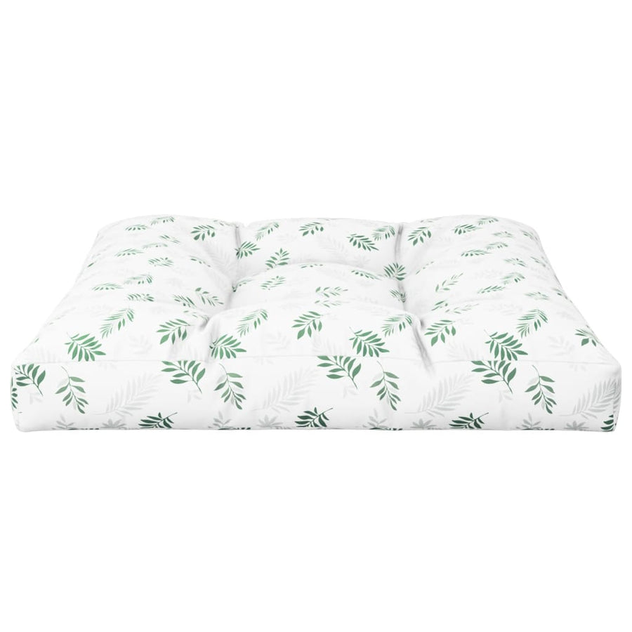 Palletkussen Bladpatroon Stof Wit En Groen 70 x 70 x 12 cm