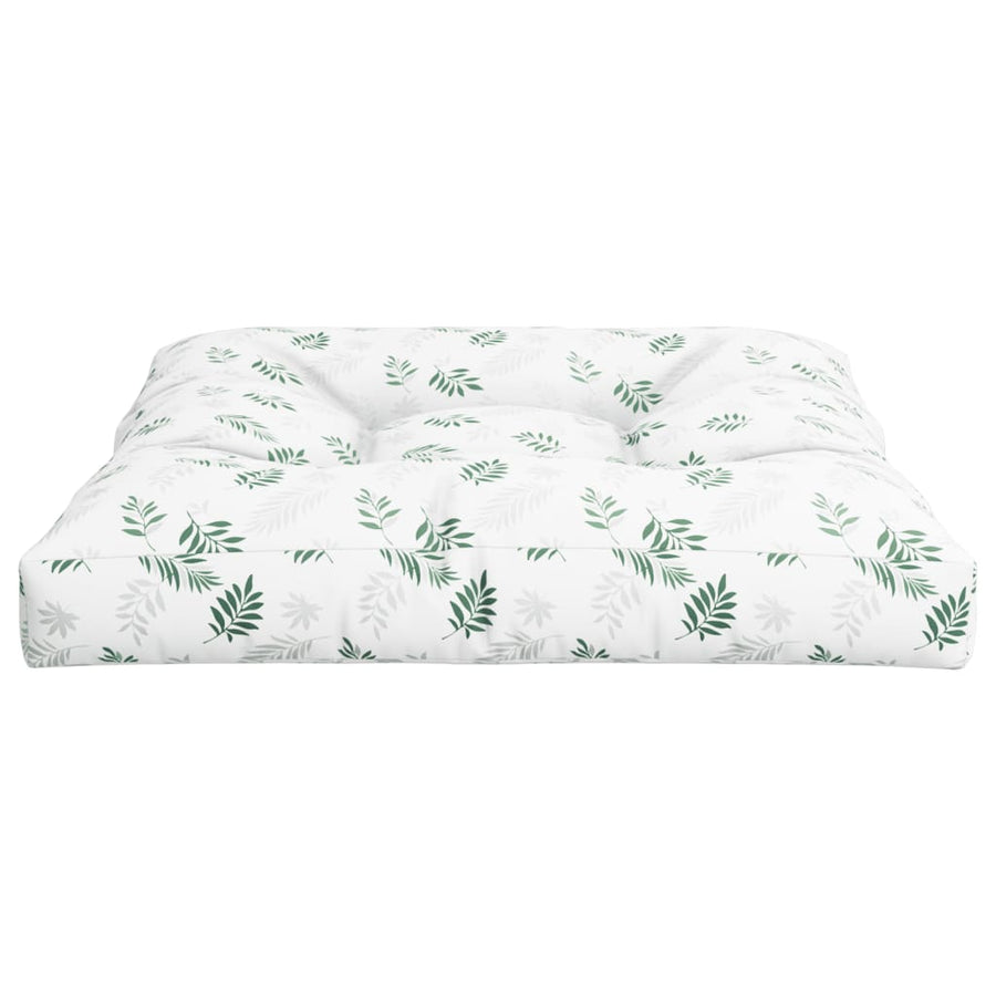 Palletkussen Bladpatroon Stof Wit En Groen 70 x 70 x 12 cm
