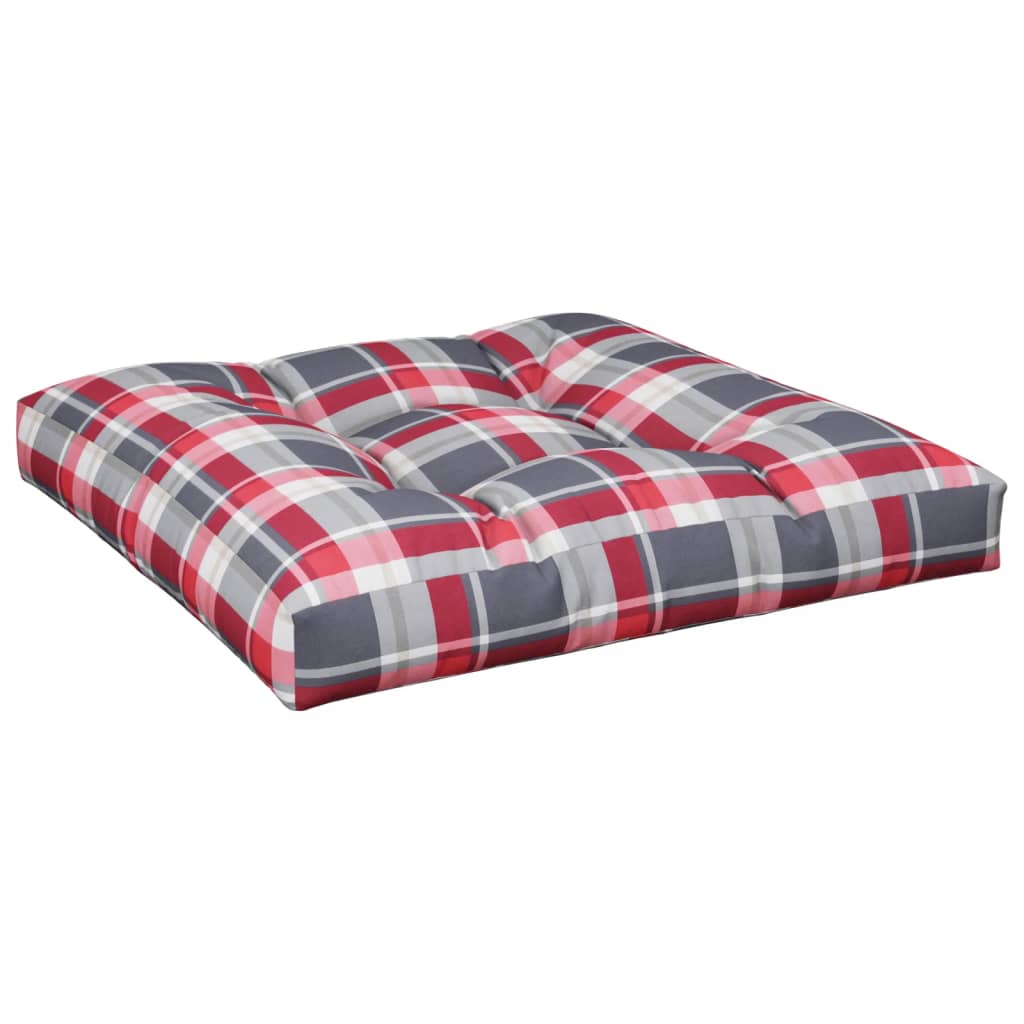 Palletkussen 80x80x12 cm stof ruitpatroon rood