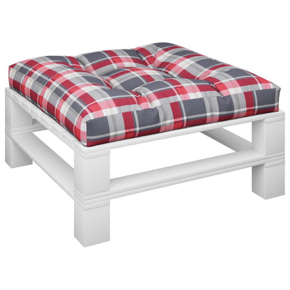 Palletkussen 80x80x12 cm stof ruitpatroon rood