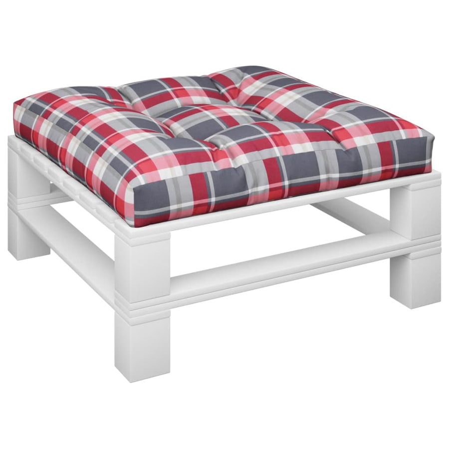 Palletkussen 80x80x12 cm stof ruitpatroon rood
