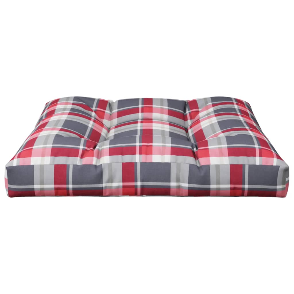 Palletkussen 80x80x12 cm stof ruitpatroon rood