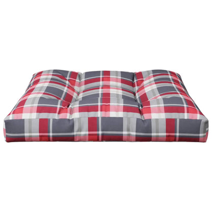Palletkussen 80x80x12 cm stof ruitpatroon rood