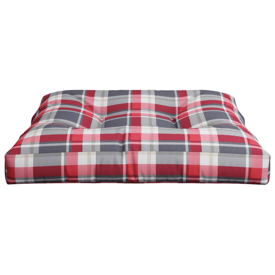 Palletkussen 80x80x12 cm stof ruitpatroon rood