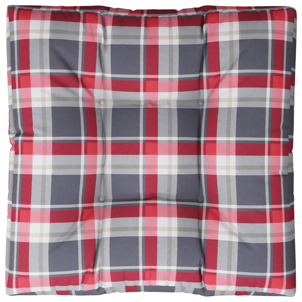 Palletkussen 80x80x12 cm stof ruitpatroon rood