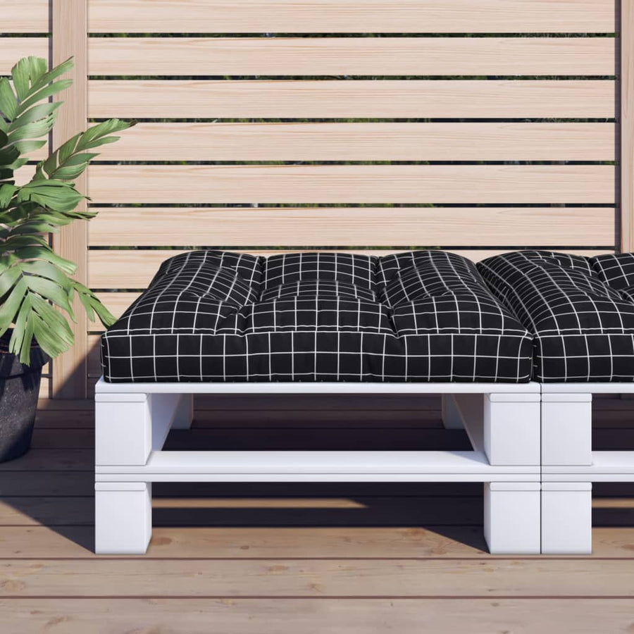 Palletkussen ruitpatroon 80x80x12 cm stof zwart