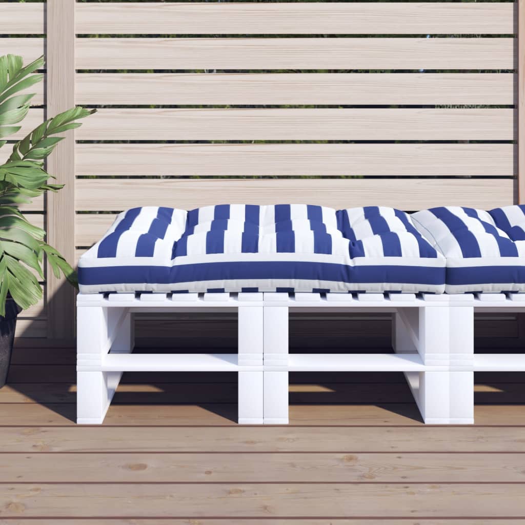 Palletkussen Gestreept Stof Blauw En Wit 120 x 80 x 12 cm