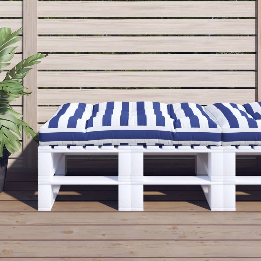 Palletkussen Gestreept Stof Blauw En Wit 120 x 80 x 12 cm