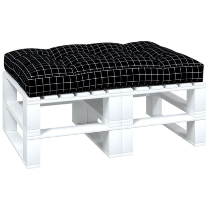 Palletkussen Ruitpatroon Stof Zwart En Wit 120 x 80 x 12 cm