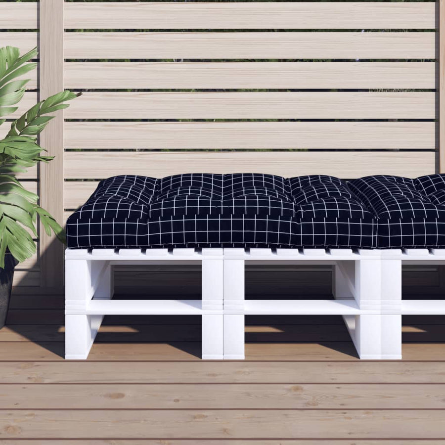 Palletkussen Ruitpatroon Stof Zwart En Wit 120 x 80 x 12 cm