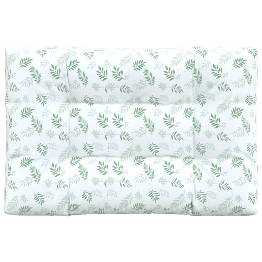 Palletkussen Bladpatroon Stof Wit En Groen 120 x 80 x 12 cm