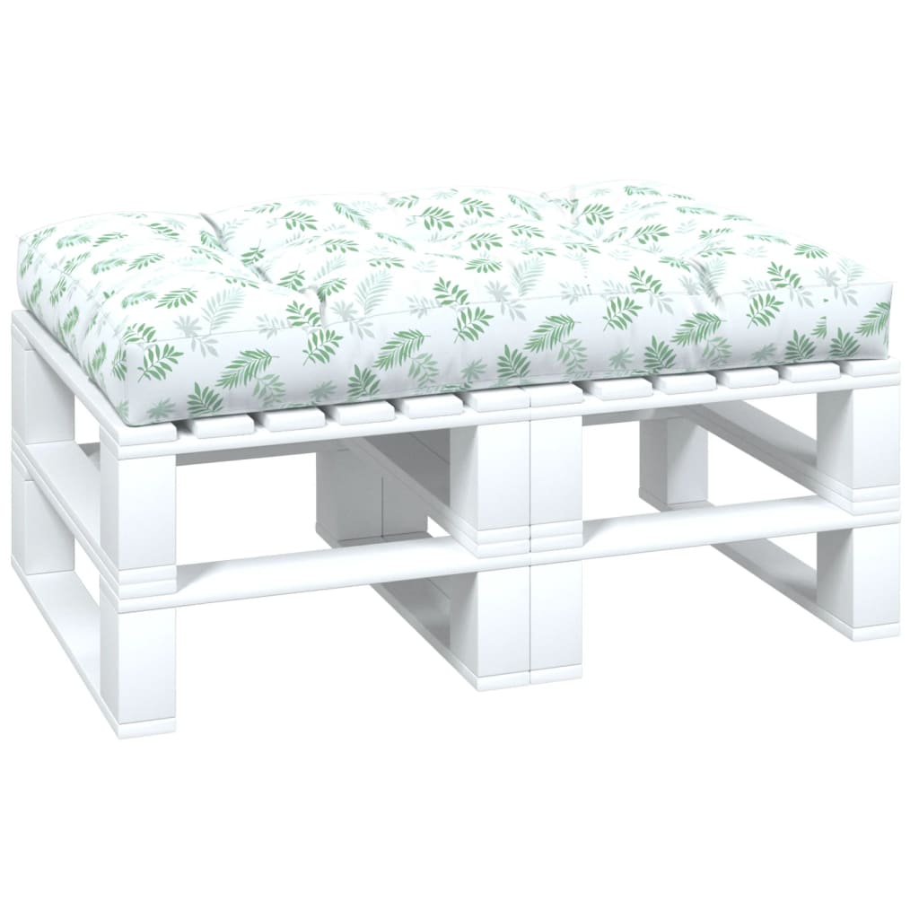 Palletkussen Bladpatroon Stof Wit En Groen 120 x 80 x 12 cm
