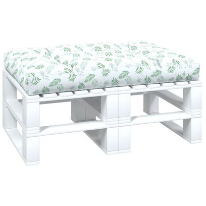 Palletkussen Bladpatroon Stof Wit En Groen 120 x 80 x 12 cm