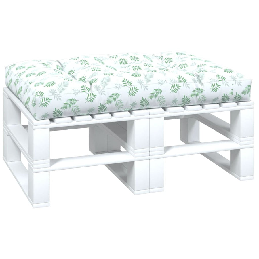 Palletkussen Bladpatroon Stof Wit En Groen 120 x 80 x 12 cm