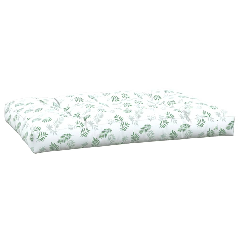 Palletkussen Bladpatroon Stof Wit En Groen 120 x 80 x 12 cm