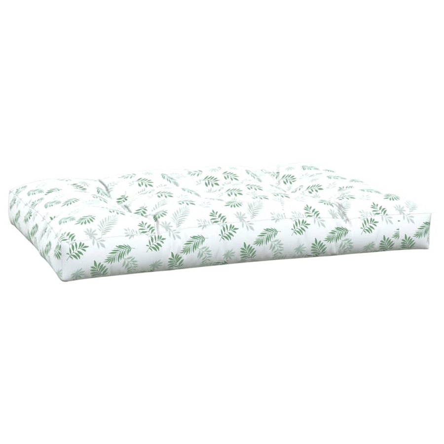 Palletkussen Bladpatroon Stof Wit En Groen 120 x 80 x 12 cm