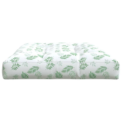 Palletkussen Bladpatroon Stof Wit En Groen 120 x 80 x 12 cm