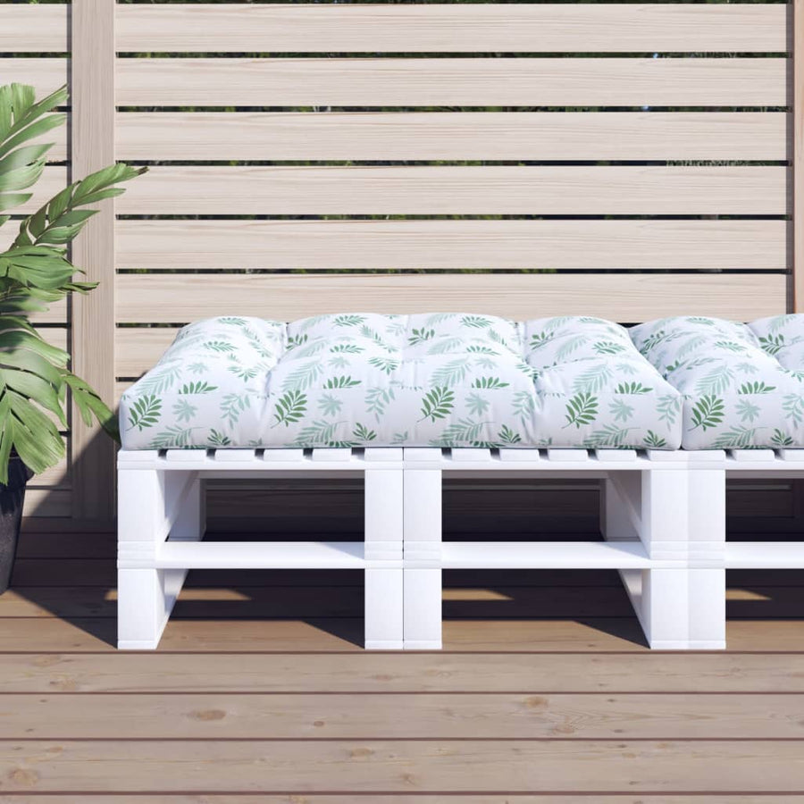 Palletkussen Bladpatroon Stof Wit En Groen 120 x 80 x 12 cm