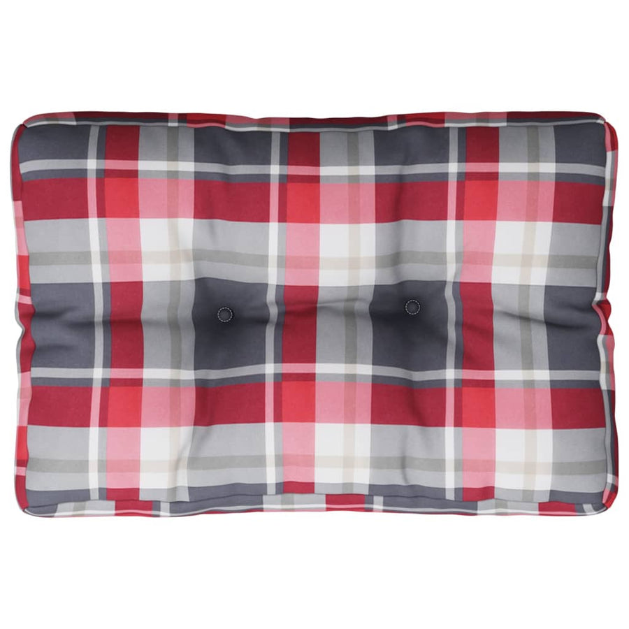 Palletkussen 50x40x12 cm stof ruitpatroon rood