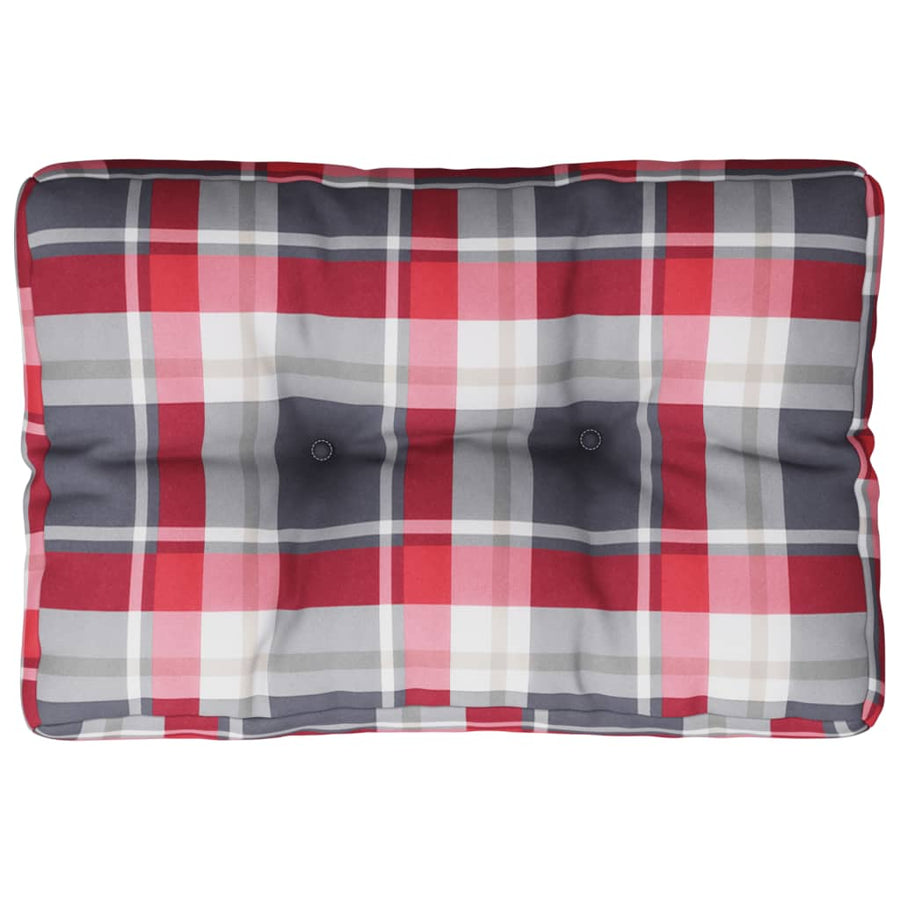 Palletkussen 60x40x12 cm stof ruitpatroon rood