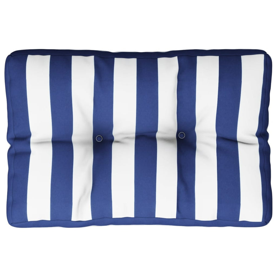 Palletkussen gestreept 60x40x12 cm stof blauw en wit