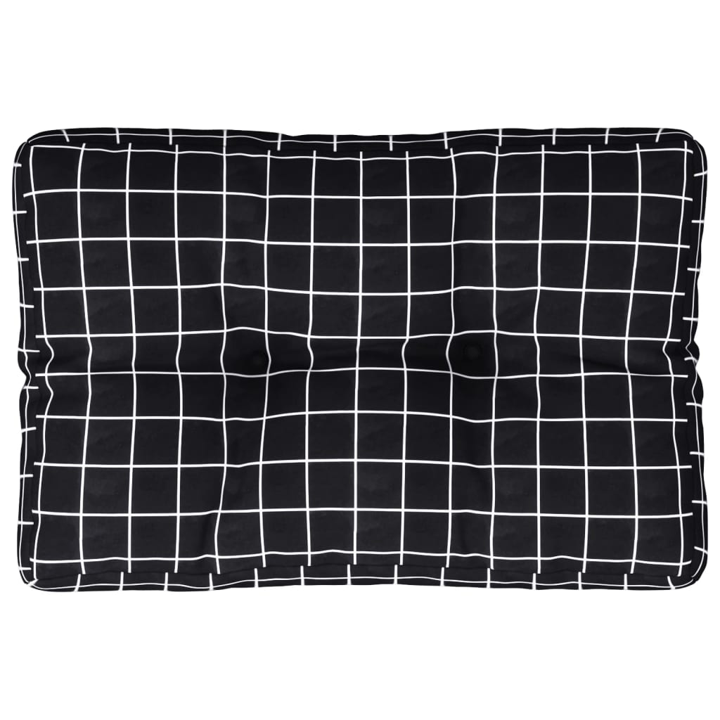 Palletkussen ruitpatroon 60x40x12 cm stof zwart 60 x 40 x 12 cm