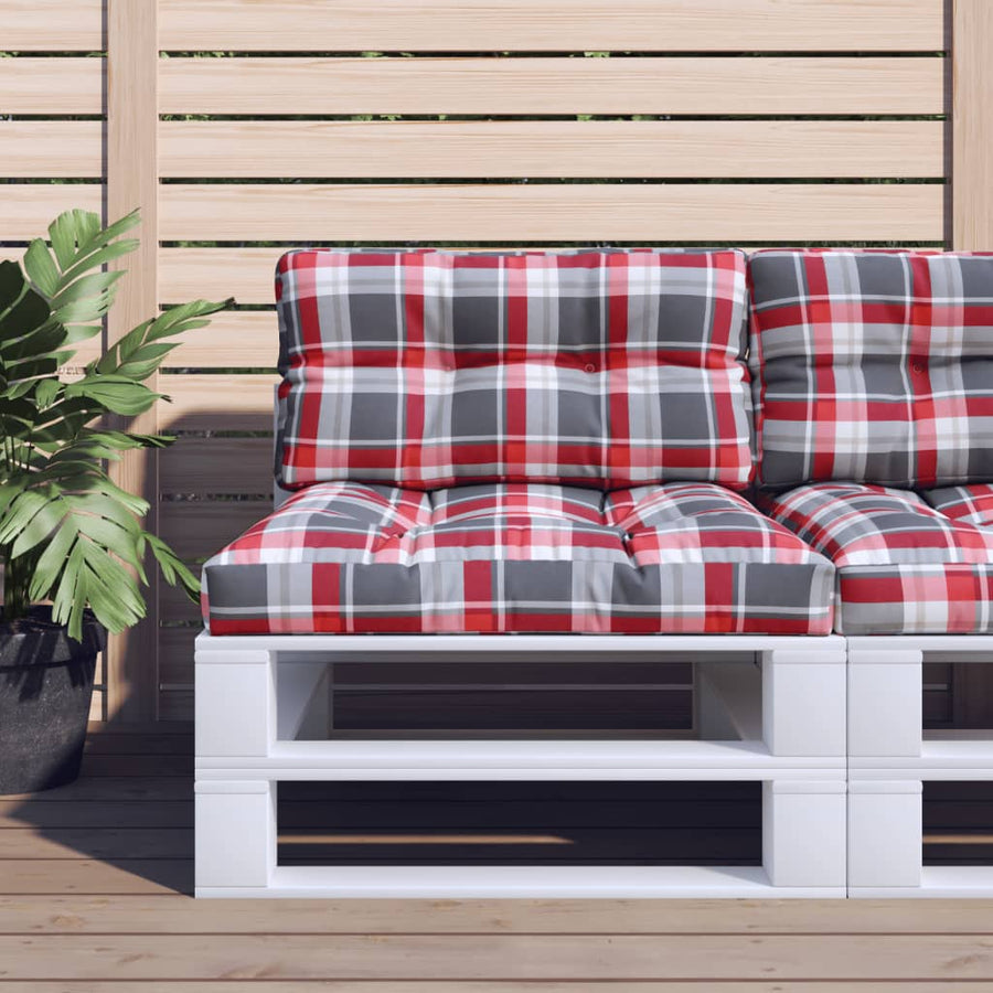 Palletkussen Stof Ruitpatroon Rood 70 x 40 x 12 cm