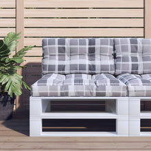 Palletkussen Stof Ruitpatroon Grijs 70 x 40 x 12 cm