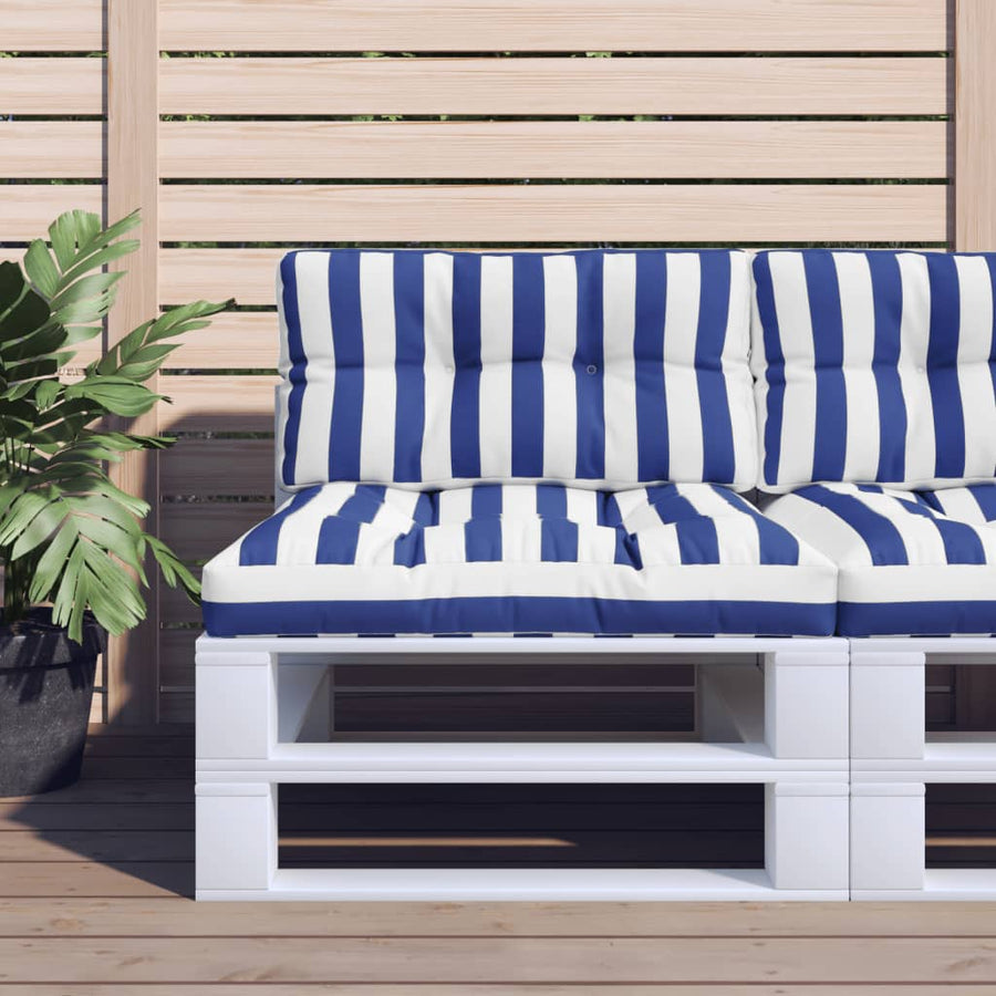 Palletkussen Gestreept Stof Blauw En Wit 80 x 40 x 12 cm