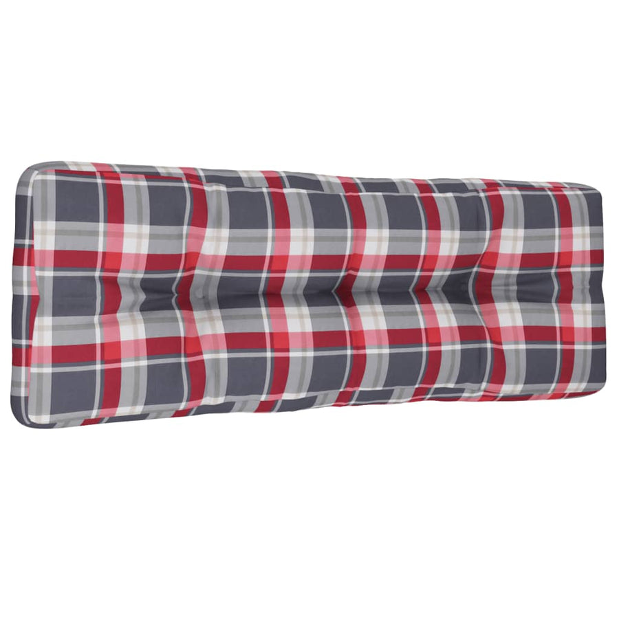 Palletkussen 120x40x12 cm stof ruitpatroon rood