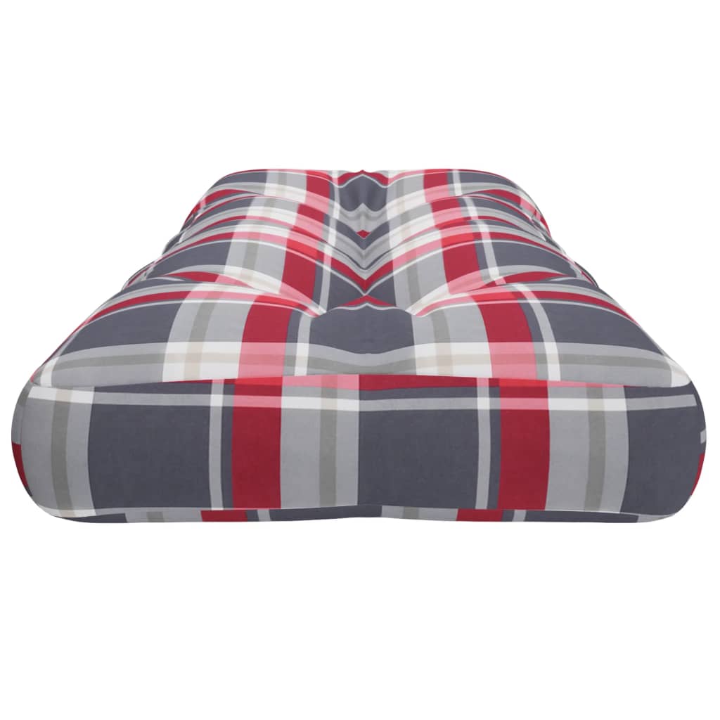 Palletkussen 120x40x12 cm stof ruitpatroon rood