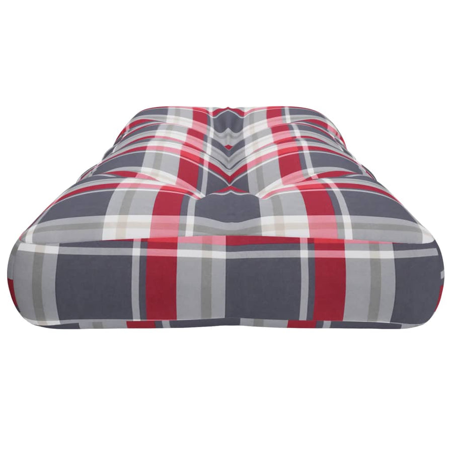 Palletkussen 120x40x12 cm stof ruitpatroon rood