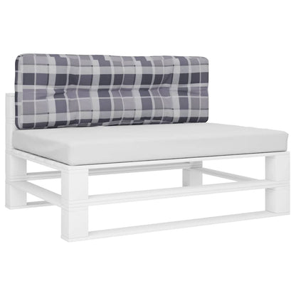 Palletkussen 120x40x12 cm stof ruitpatroon grijs