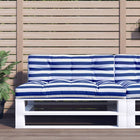 Pallet Cushion Striped Blue And White Fabric 120 x 40 x 12 cm