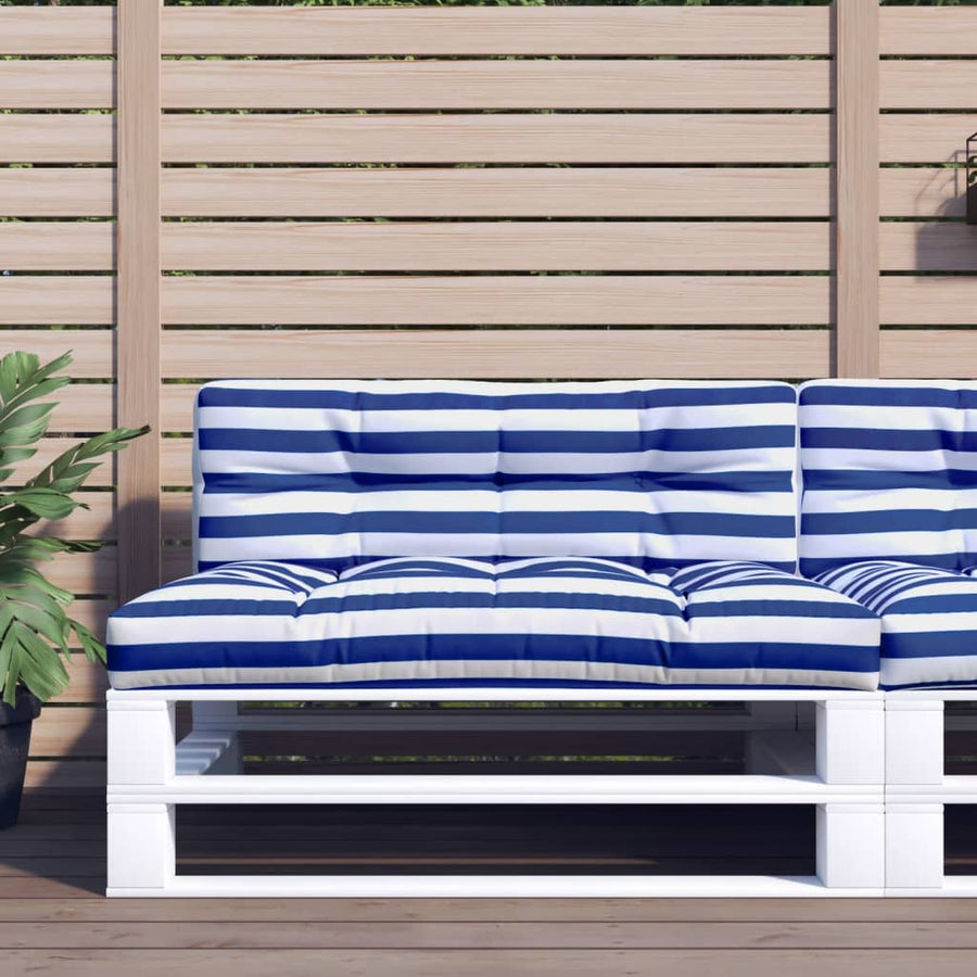 Palletkussen Stof Gestreept Blauw En Wit 120 x 40 x 12 cm