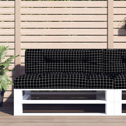 Palletbankkussen 120x40x12 cm zwart ruitpatroon