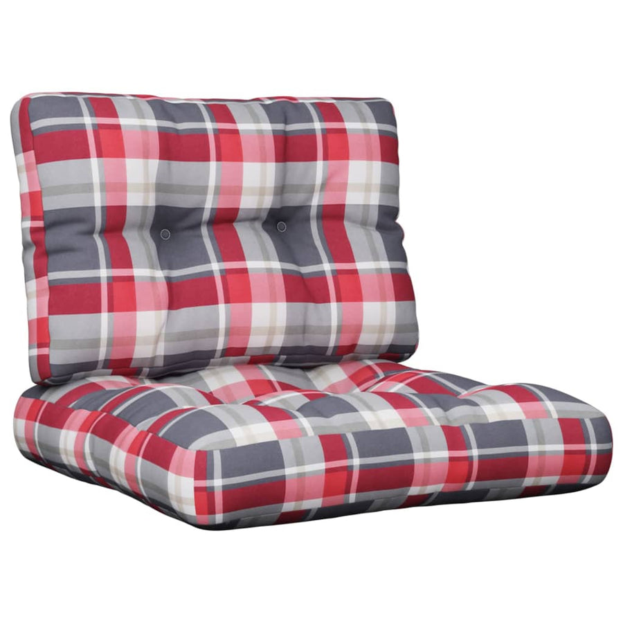 Palletkussens 2 st stof ruitpatroon rood