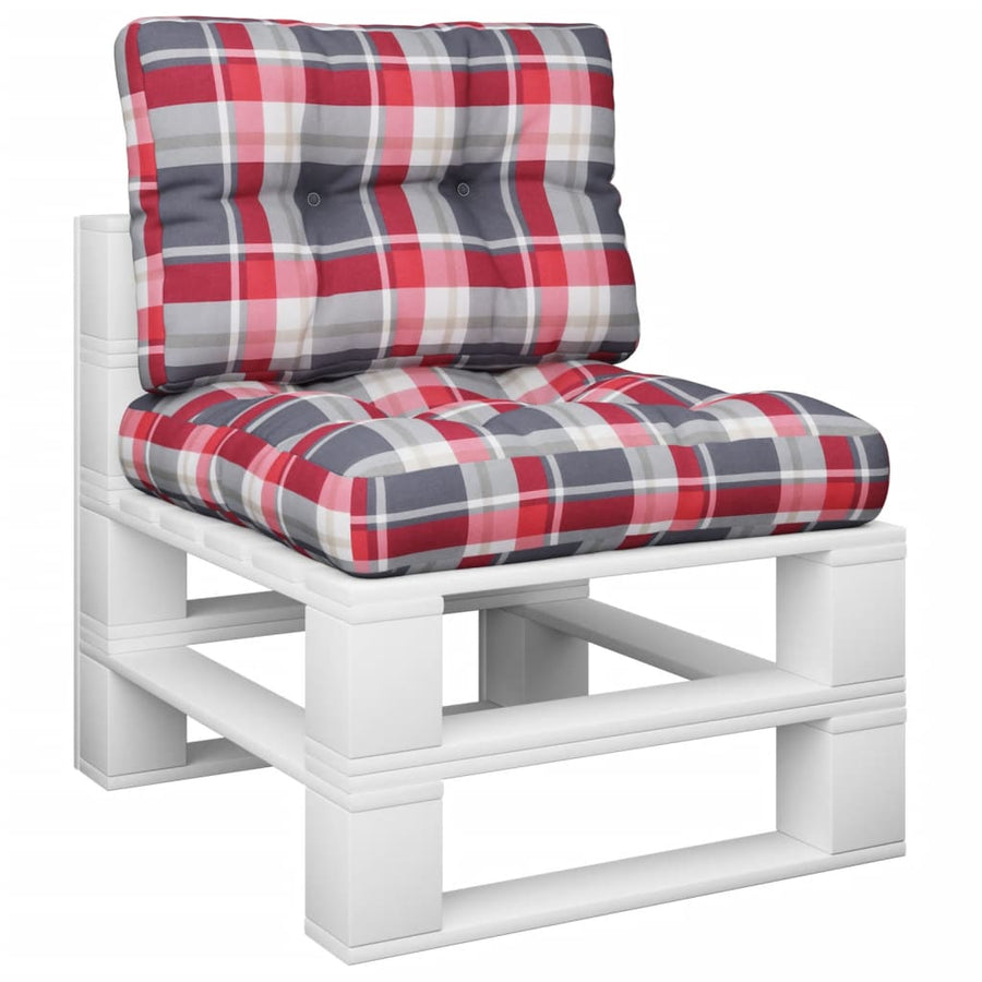 Palletkussens 2 st stof ruitpatroon rood