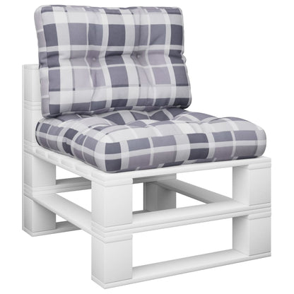 Palletkussens 2 st ruitpatroon stof grijs