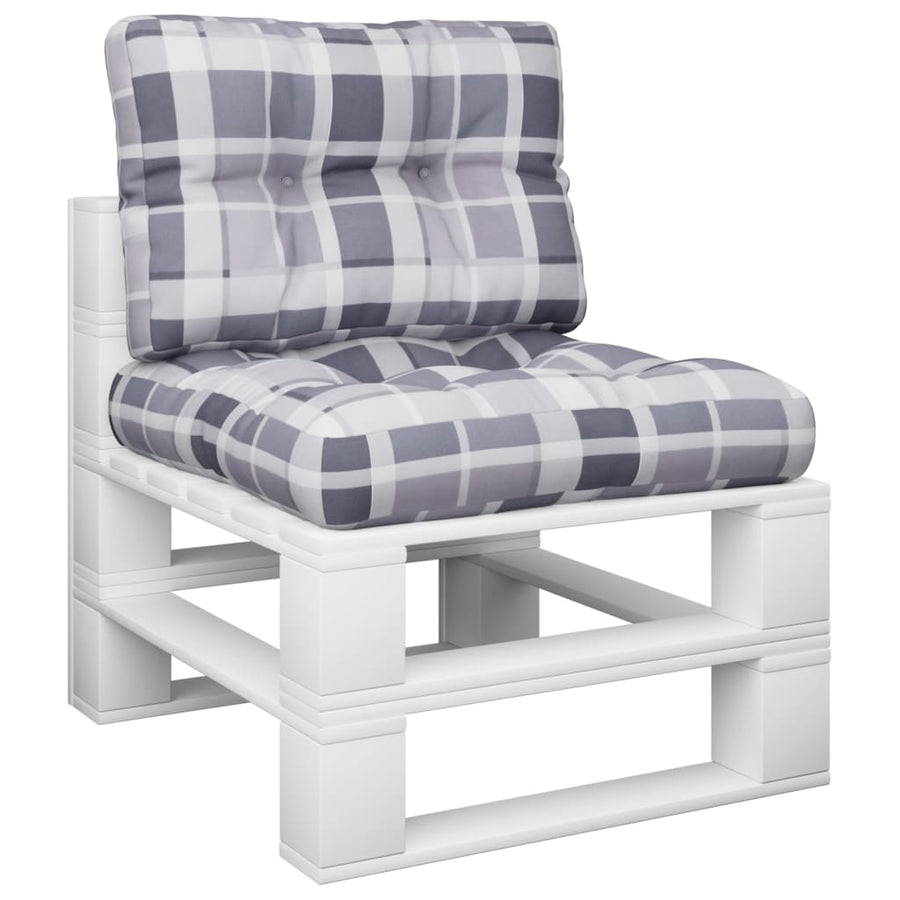 Palletkussens 2 st ruitpatroon stof grijs