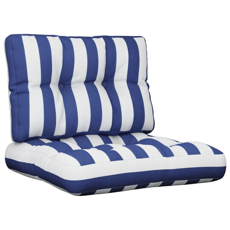 Palletkussens 2 St Stof Gestreept En Blauw En Wit 50 x 50 x 12 cm